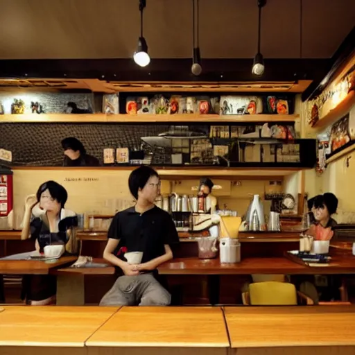 Prompt: a singaporean coffeeshop, by satoshi kon