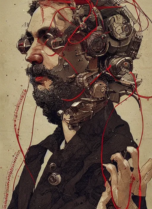 Prompt: karl marx, eun emerging from renaissance italy into a cyberpunk mutiversal realm by conrad roset, nicola samuri, dino valls, m. w. kaluta, jakub rebelka, rule of thirds, seductive look, beautiful