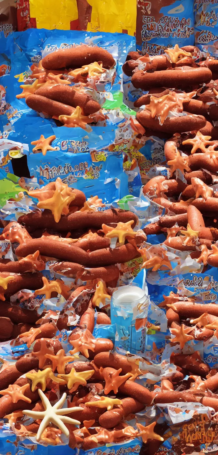 Image similar to chocolate starfish and the hot-dog flavoured water