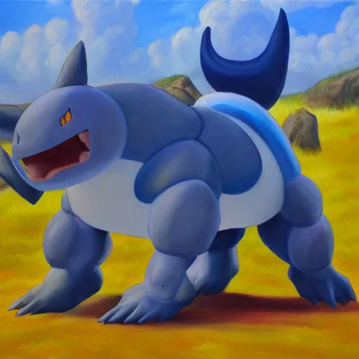 Prompt: detailed oil painting of the pokemon steelix