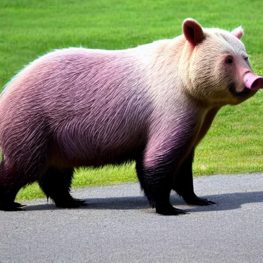 Prompt: a half man half bear half pig