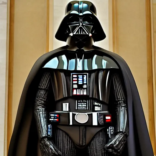 Prompt: sculpture of darth vader in the louvre, by michelangelo