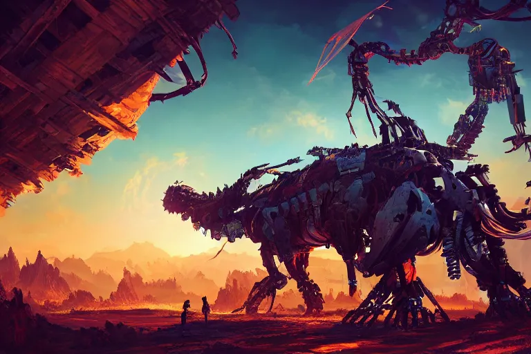 Image similar to sawtooth machine mecanical creature robot of horizon forbidden west horizon zero dawn radiating a glowing aura global illumination ray tracing hdr fanart arstation by ian pesty and alena aenami artworks in 4 k