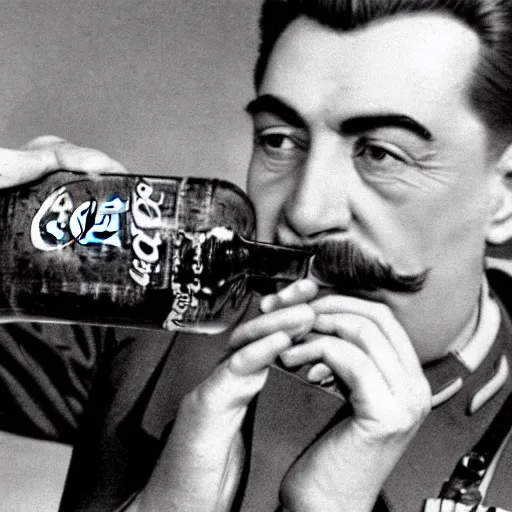 Prompt: Joseph Stalin drinking Coca-Cola
