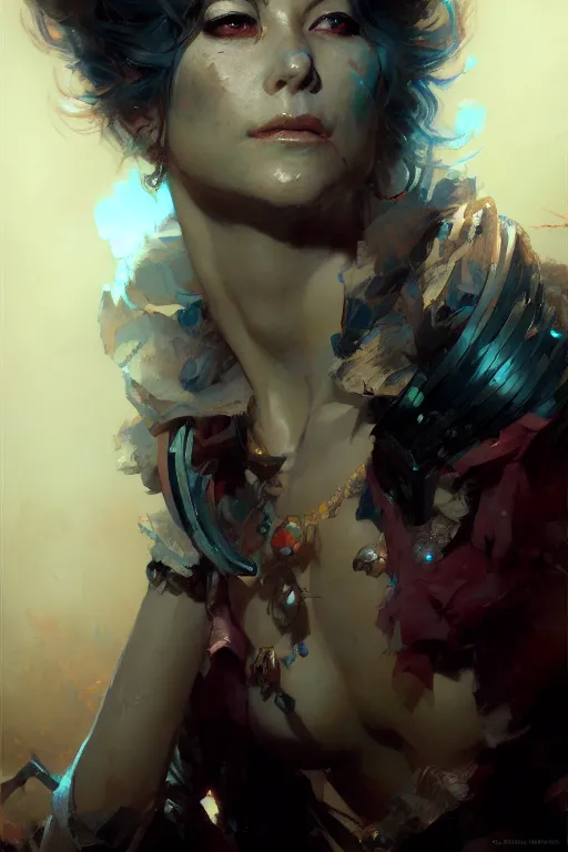 Image similar to calliope mori hololive portrait dnd, painting by gaston bussiere, craig mullins, greg rutkowski, yoji shinkawa