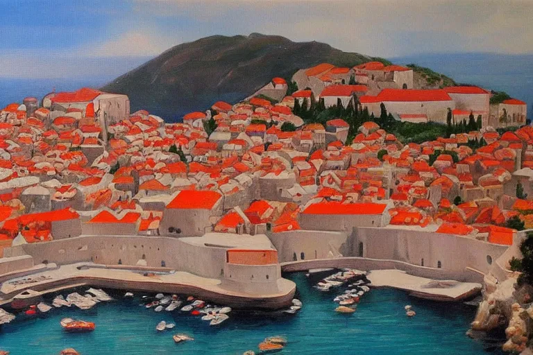 Prompt: dubrovnik, oil painting, oil in canvas, old painting