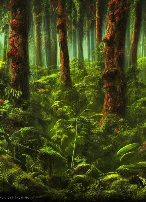 Image similar to lush forest, high detail, 4 k, concept art, dadaism style