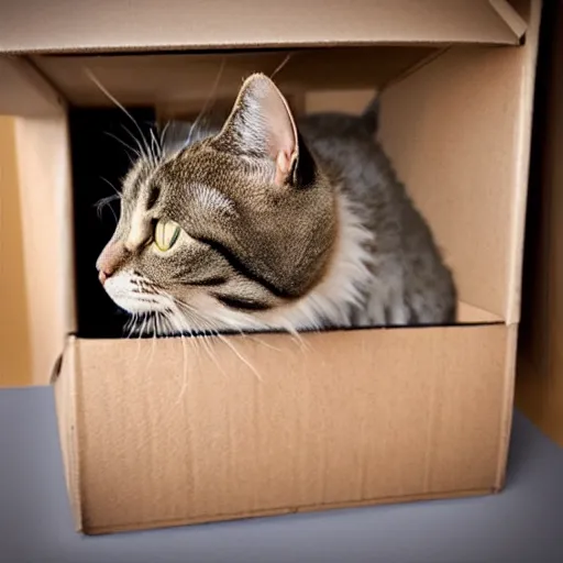 Image similar to cat in a box. hyper realistic.