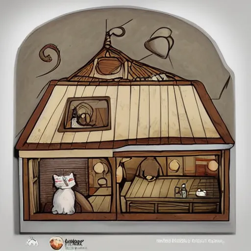 Image similar to cat restaurant, in da vinci style, trending on artstation