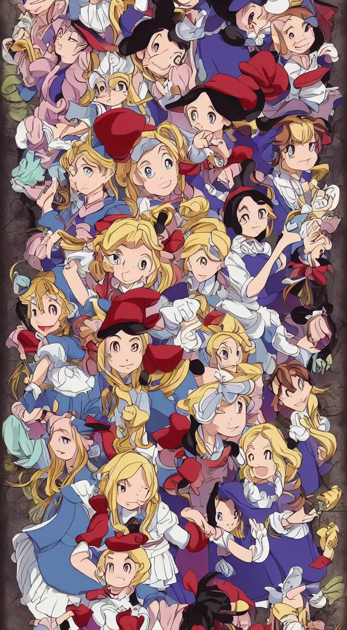 Image similar to [ disney's alice in wonderland ] headshot in isekai style