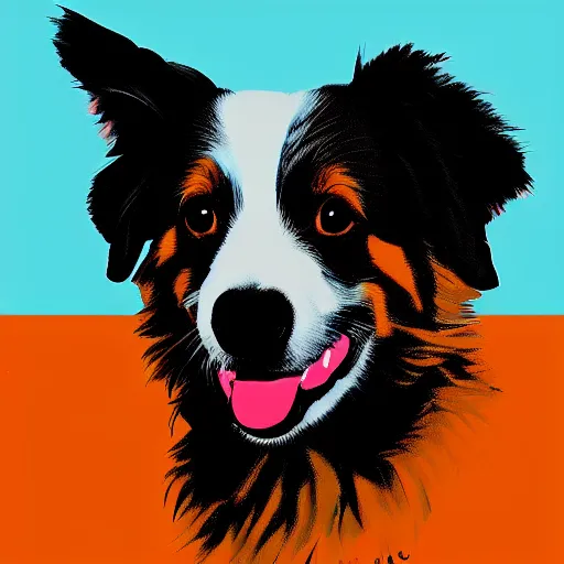 Prompt: an australian shepard by andy warhol, digital art, trending on artstation