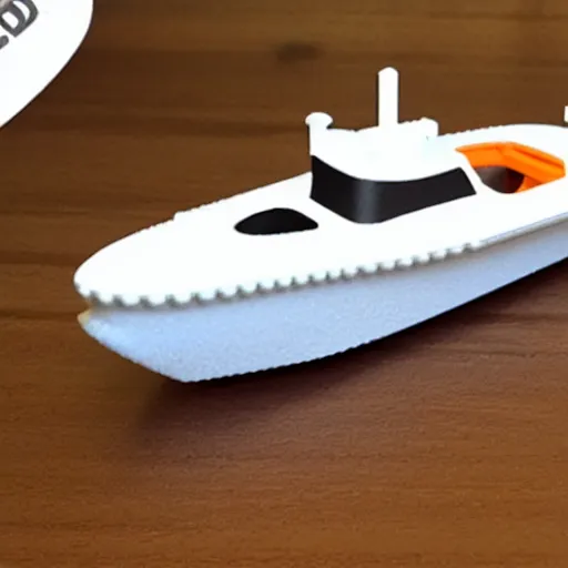 Prompt: 3 d printed benchy boat, test 3 dprint, plastic boat toy