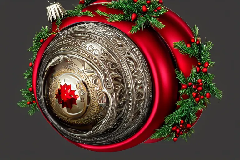 Red Bell with Snow Christmas Ornament Graphic by themagicboxart