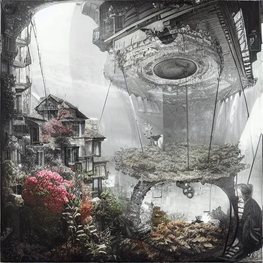 Image similar to A beautiful computer art. Think of it as a parallel universe. But maybe it’s the real one, and we’re in a dream. etching by Andreas Franke