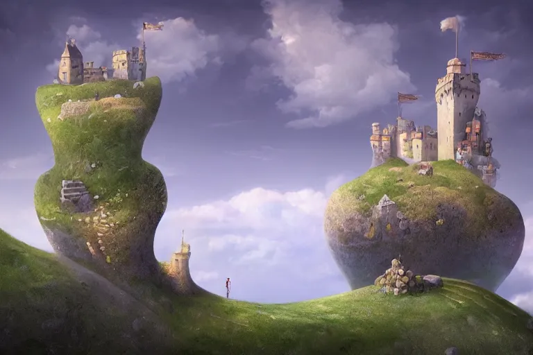 Image similar to an enchanting castle on a cliff by gediminas pranckevicius, overlooking a beautiful landscape, 1 0 mm