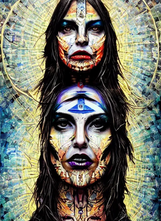 Image similar to beautiful tripping cult magic psychic woman, subjective consciousness psychedelic, epic occult ritual symbolism story iconic, dark robed witch, oil painting, robe, symmetrical face, greek dark myth, by Sandra Chevrier, Johanna Martine, masterpiece