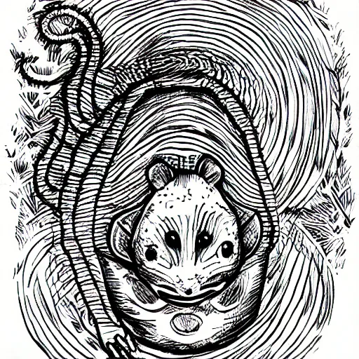 Image similar to a rat in a tortoise shell style of junji ito