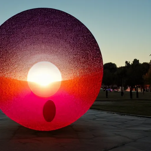 Prompt: round sun, redpink sunset, ethereal abstract, olafur eliasson