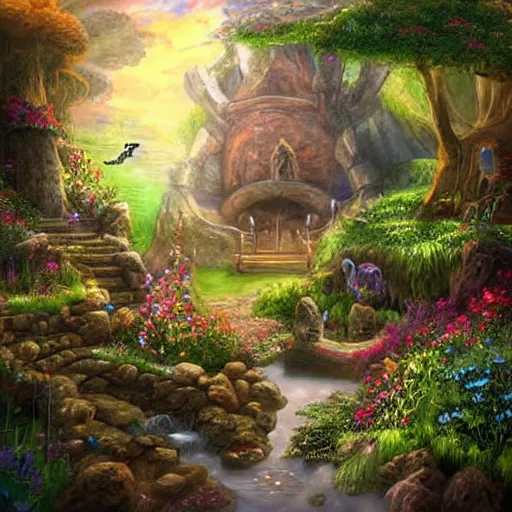 Image similar to Epic Fantasy Garden Magical Art by John Stephans