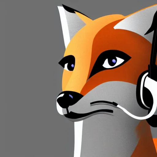 Image similar to fox in headphones, art, digital art, minimalism,