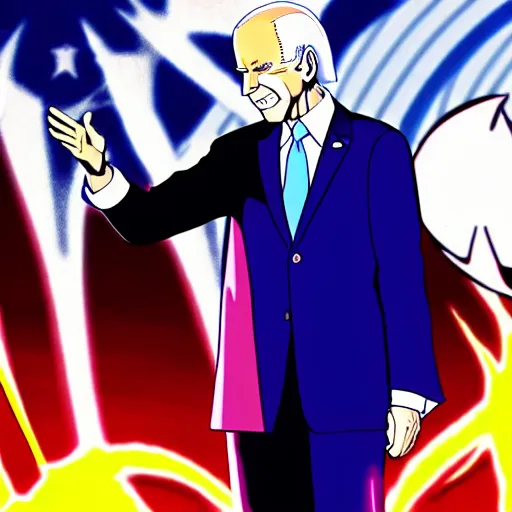 Image similar to : president biden and freeza, anime cartoonstyle, dragonball z