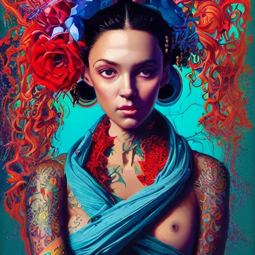 Prompt: portrait of endless vibrant beauty by by Tristan Eaton & Greg Rutkowski , highly detailed, hyper realistic