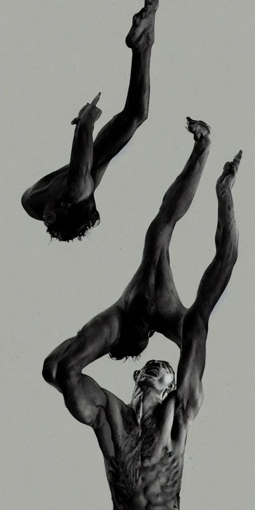 Image similar to a man slipping into madness, human body, detailed, in the style of jesse draxler.