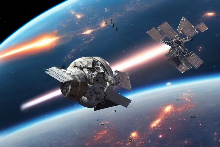 Prompt: space war in earth orbit