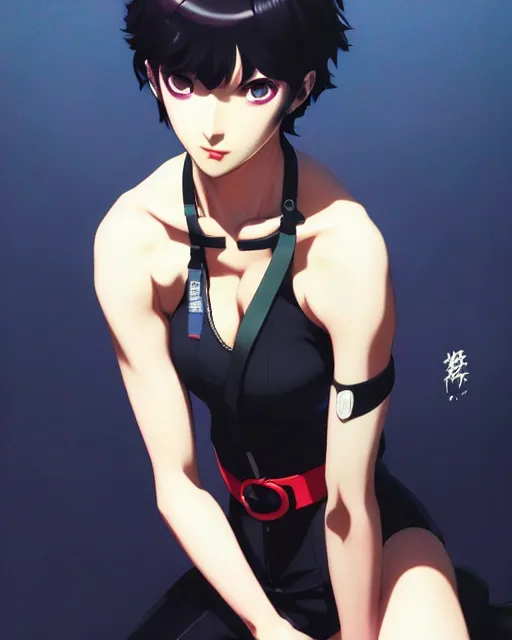 Prompt: makoto niijima from persona 5 | | fine detail!! anime!! realistic shaded lighting!! poster by ilya kuvshinov katsuhiro otomo ghost - in - the - shell, magali villeneuve, artgerm, jeremy lipkin and michael garmash and rob rey