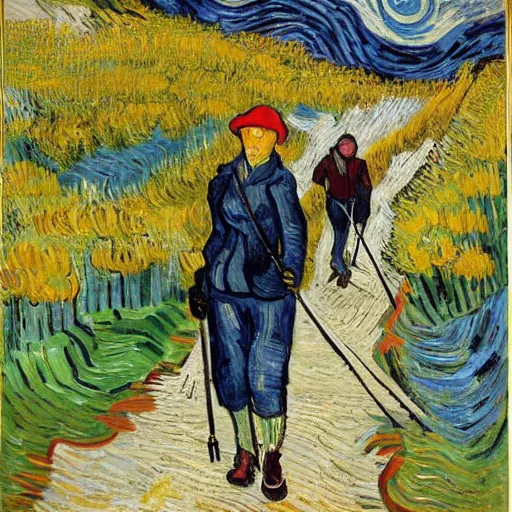 Image similar to julia robberts nordic walking by van gogh