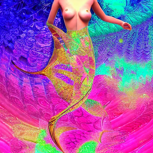 Image similar to saturn mermaids dragonfly fractal crystalliglitch digitalart artist