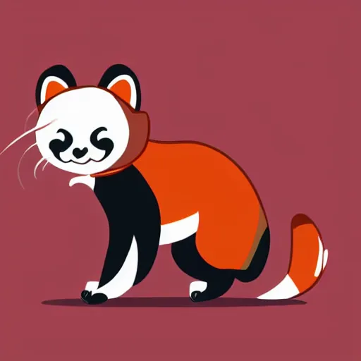 Prompt: cartoon illustration of a red panda, white background, anime