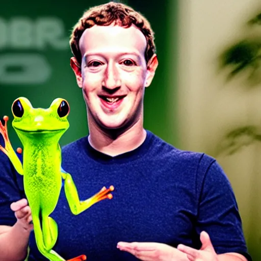 Image similar to mark zuckerberg holding a frog