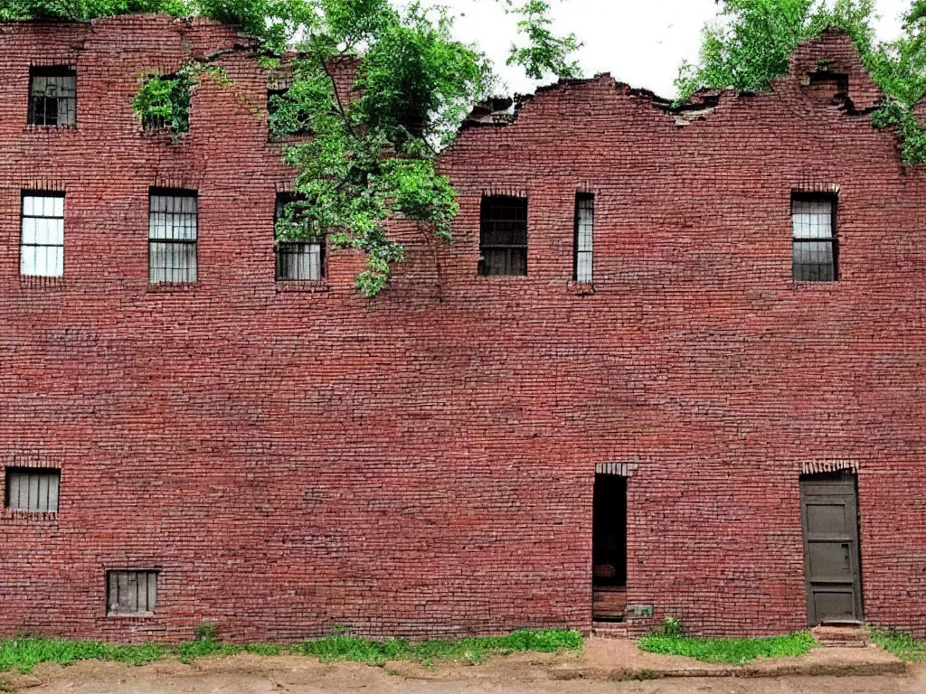 Prompt: a picture of a brick house, the bricks are made of human babies, found on google street view