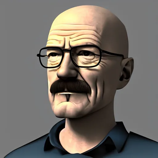 Image similar to walter white in blender with blender ui