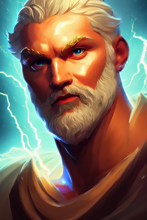 Prompt: the god zeus, lightning, portrait, sharp focus, digital art, concept art, dynamic lighting, epic composition, subsurface scattering, trending on artstation, by emylie boivin 1. 0, rossdraws 2. 0