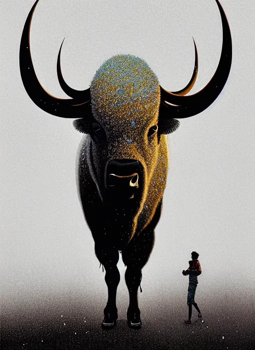 Prompt: symmetry!! stunning portrait of a buffalo on the street covered in flour, by victo ngai, kilian eng vibrant colors, dynamic lighting, digital art, winning award masterpiece, fantastically beautiful, illustration, aestheticly inspired by beksinski and dan mumford, upscale with simon stalenhag work, artstation, 8 k