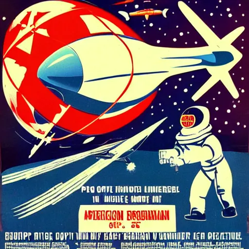 Image similar to ! dream american atompunk space race propoganda poster circa 1 9 6 0 s