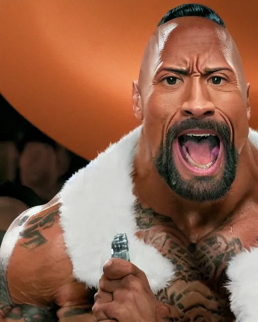 Image similar to dwayne johnson as colonel sanders eating fried chicken