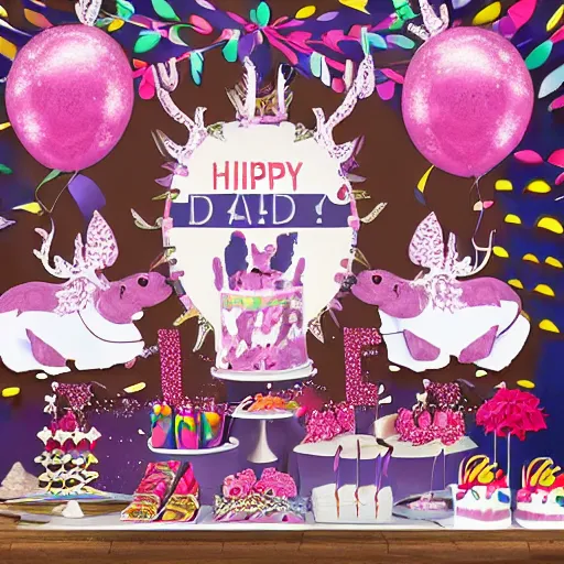 Image similar to twi deers having a cool birthday party, photo, highly detailed