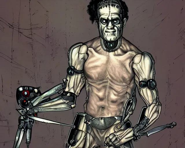 Image similar to Frankenstein cyborg