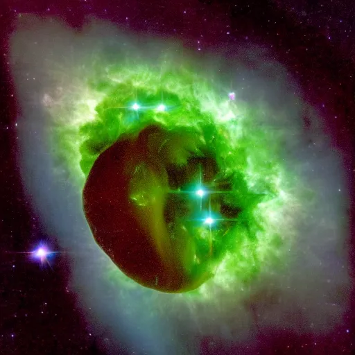 Prompt: an avocado nebula, hubble photo