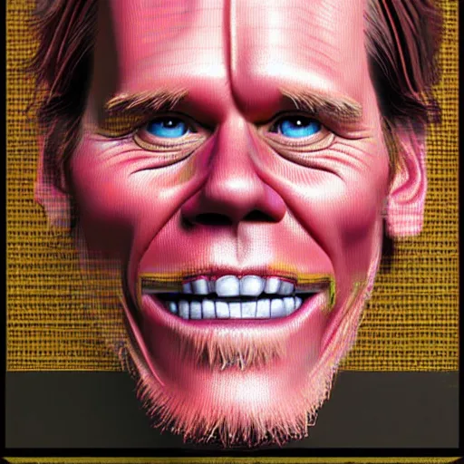 Image similar to ultra detailed kevin bacon shaped exactly like bacon in a hamburger rendered by octane digital painting inspired by arcimboldo