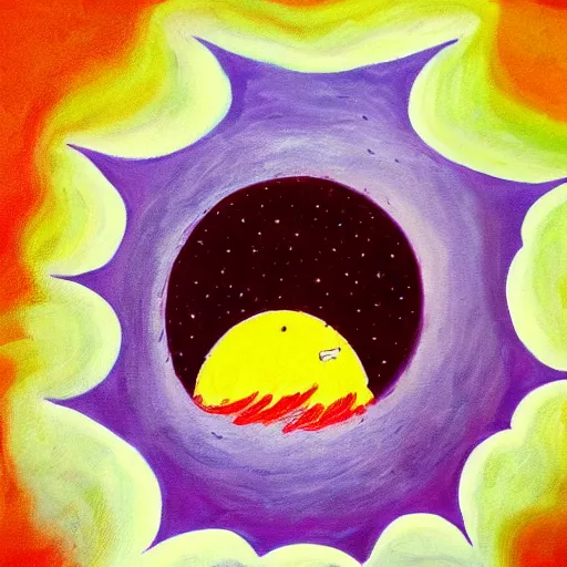 Prompt: a painting of a very relaxing and cute nuclear explosion