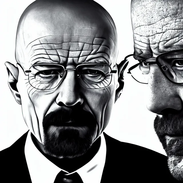 Prompt: walter white, black and white, staring at camera, 4 k