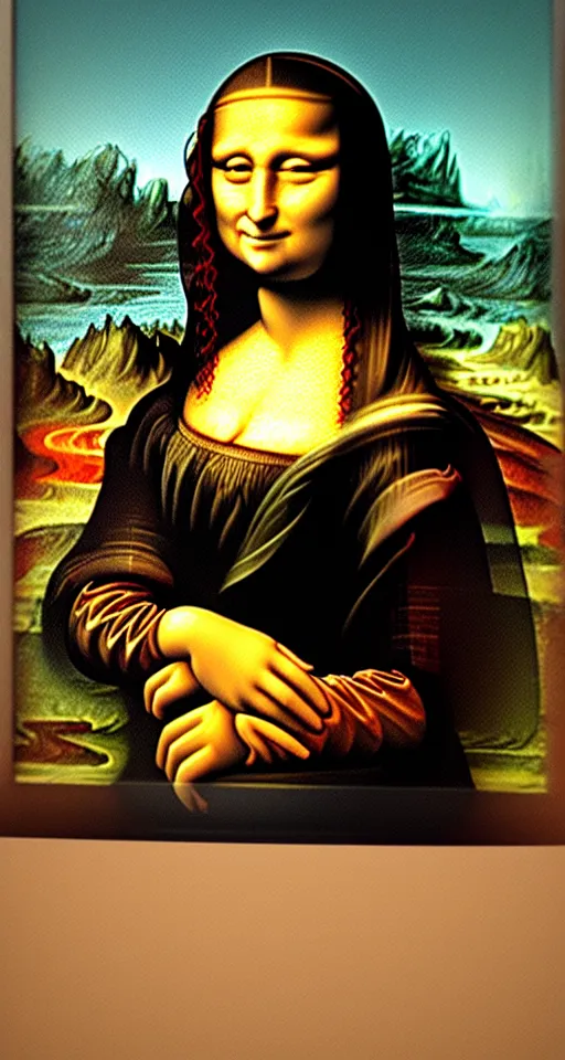 Image similar to the mona lisa as a robot, digital art