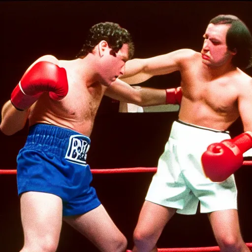 Prompt: Tony soprano boxing match 1970s film