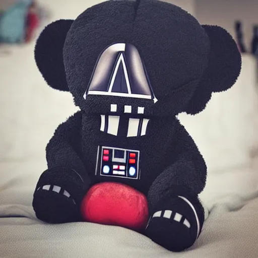 Image similar to a beautiful photo of a plushy darth vader teddy bear, trending on instagram