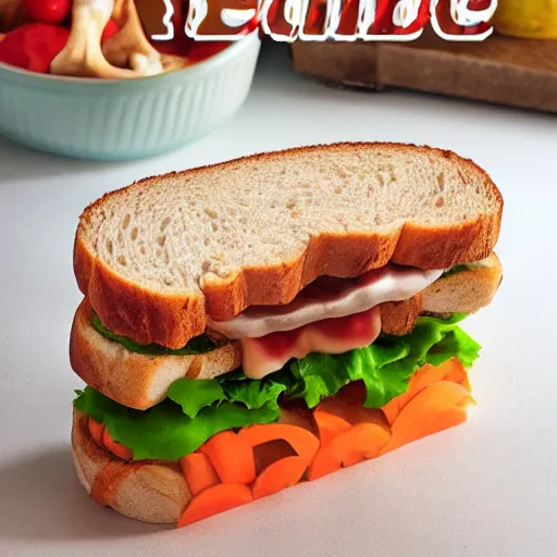 Image similar to a bone sandwich, cookbook photo