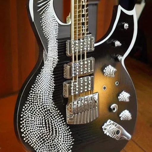 Image similar to an electric guitar made entirely out of spikes